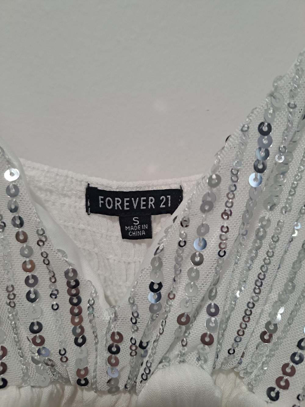 Forever 21 White Sequin Babydoll Slip Dress - Picture 3 of 4